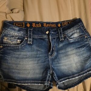 Rock Revival Distressed Blue Jean Shorts
